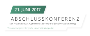 Etikett mit Informationen zur Abschlusskonferenz, die am 21. Juni 2917 im Gästehaus der Universität Wuppertal stattfindet.